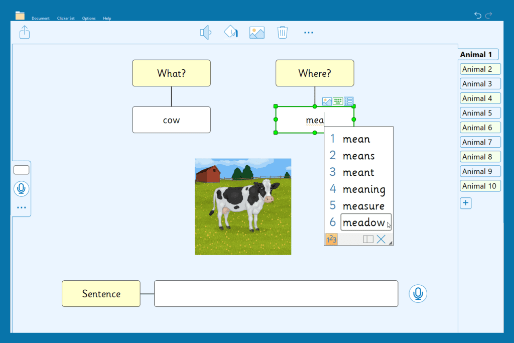 The 'Farm Animals' Clicker Board.