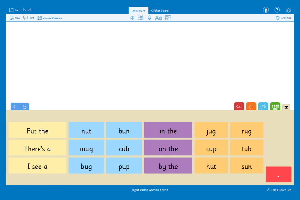 The Clicker 'Rhyming Sentences' Connect Set.